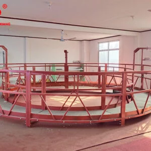 Circle suspended platform for chimney cleaning maintenance