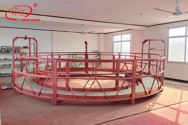 Circle suspended platform for chimney cleaning maintenance